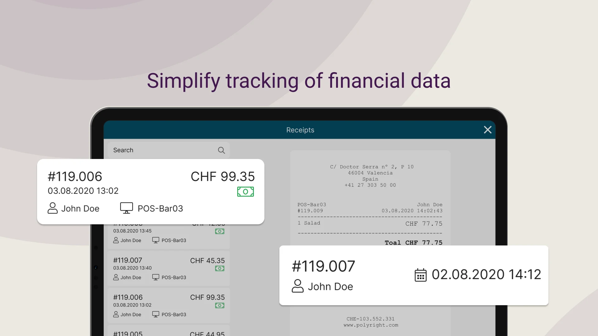 Simplify tracking of financial data